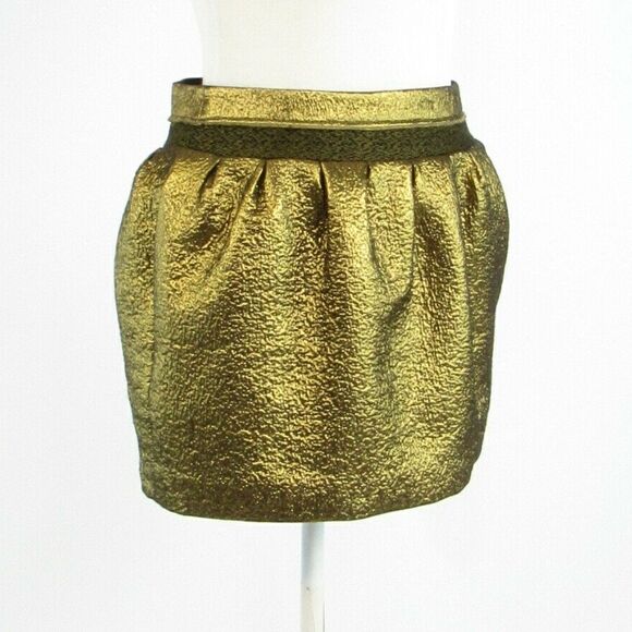 Metallic gold DIANE VON FURSTENBERG mini skirt 0 - Picture 7 of 8